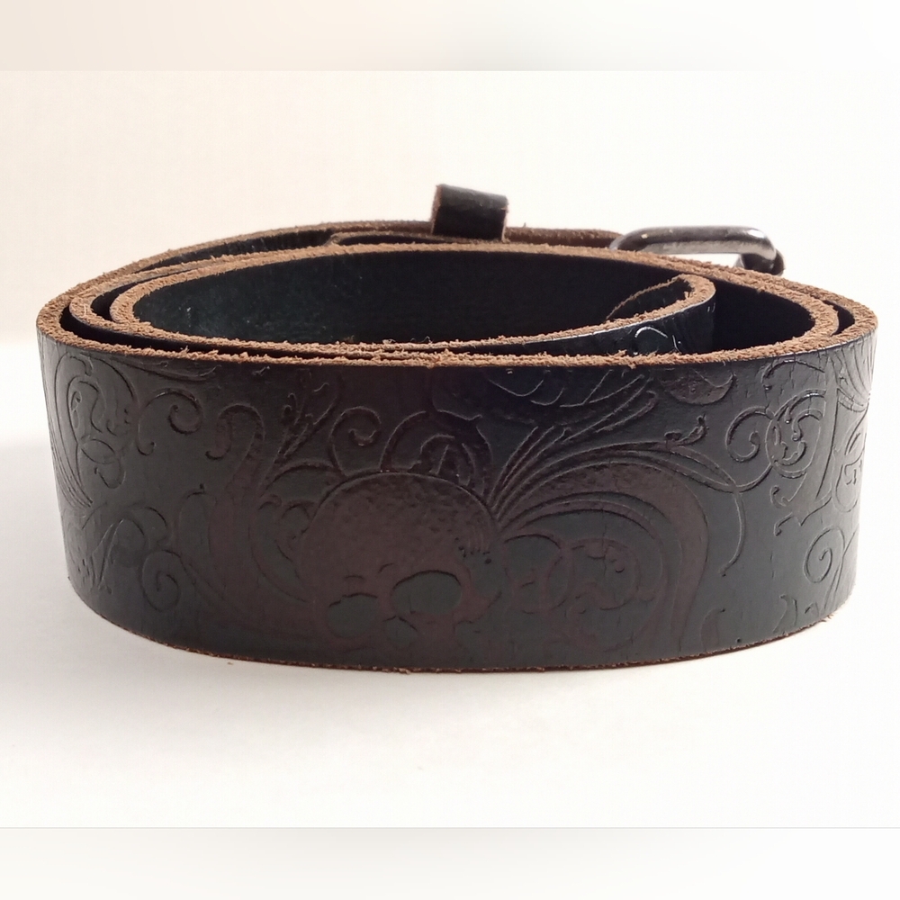 No Fear Skull Embossed Leather Belt